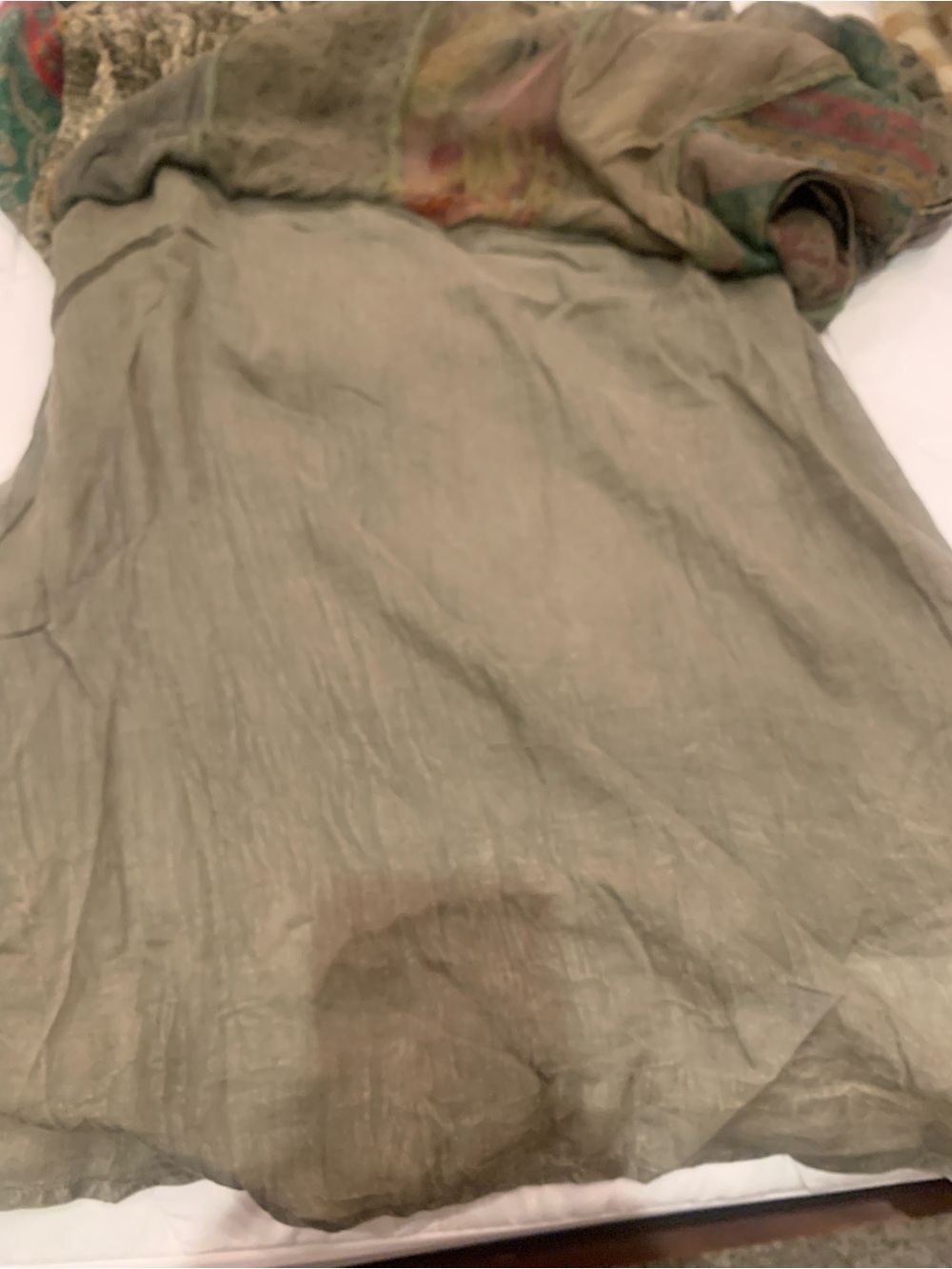 Vintage-Inspired Patchwork Midi Dress in Olive Green - Picture 6 of 11